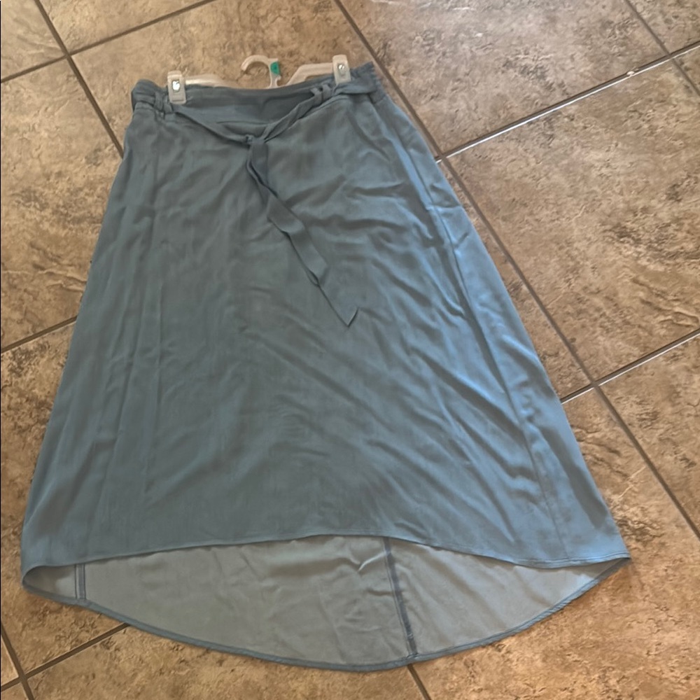 Dress Barn Blue Midi A-Line Skirt Tie Front